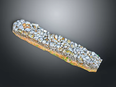 Long Gabion Wall Structure With Natural Stones And Metal Mesh For Landscape Design 3d model
