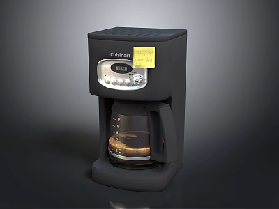 Cuisinart Black Coffee Maker With Glass Carafe And Control Panel Yellow Sticker 3d model