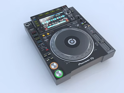 Commercial Pioneer DJ Turntable Equipment With Digital Display And Control Knobs 3d model