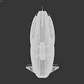 White Airship With Blue Top Edge And Suspended Pod Structure 3d model