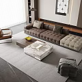 Modern minimalist living room sofa coffee table combination sofa background wall 3d model