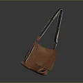 Trendy Brown Leather Shoulder Bag With Blue Beige Strap Fashion Accessory