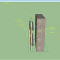 Detailed Architectural Structural Components Featuring Concrete Block And Metal Frame Connections