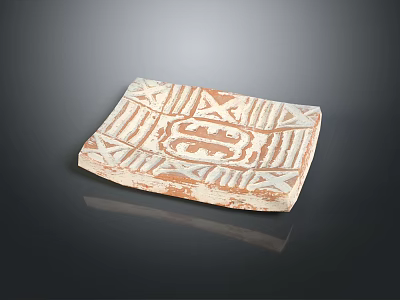 Red And White Square Decorative Ornament Set With Intricate Geometric Patterns 3d model