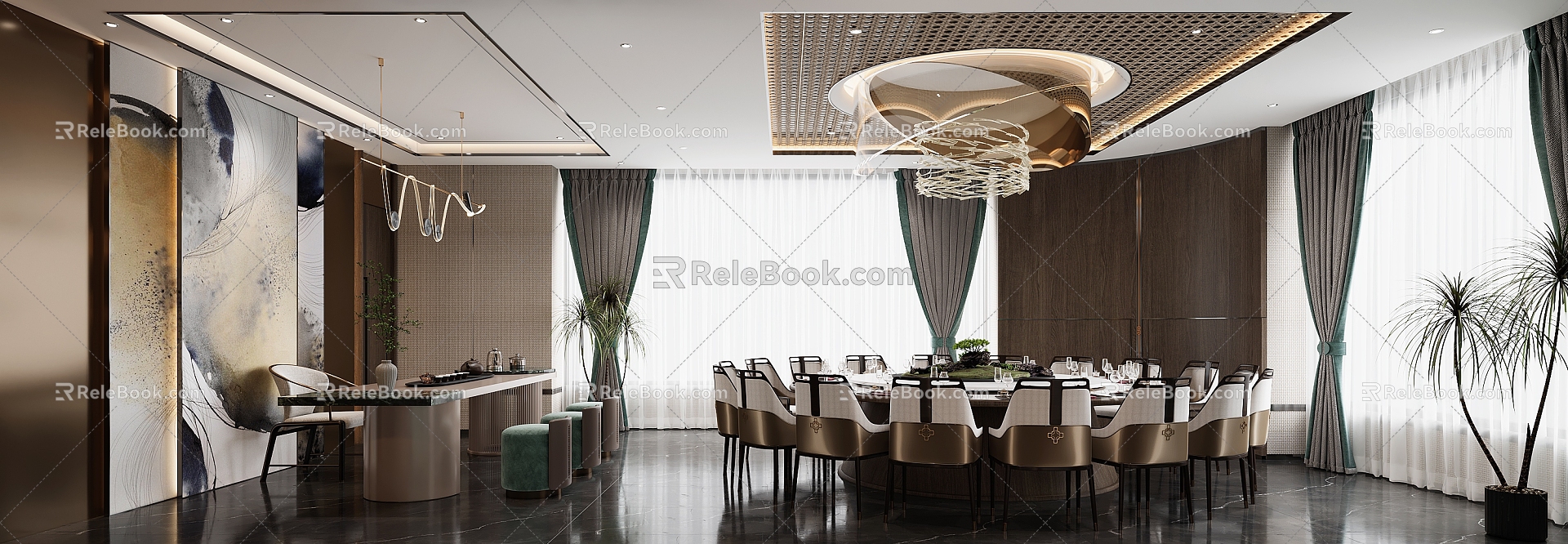 New Chinese Style Light Luxury Box Dining Box Decorative Chandelier 3d model