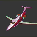 Red And White Small Jet With Silver Wings On Gray Background With Reflection 3d model