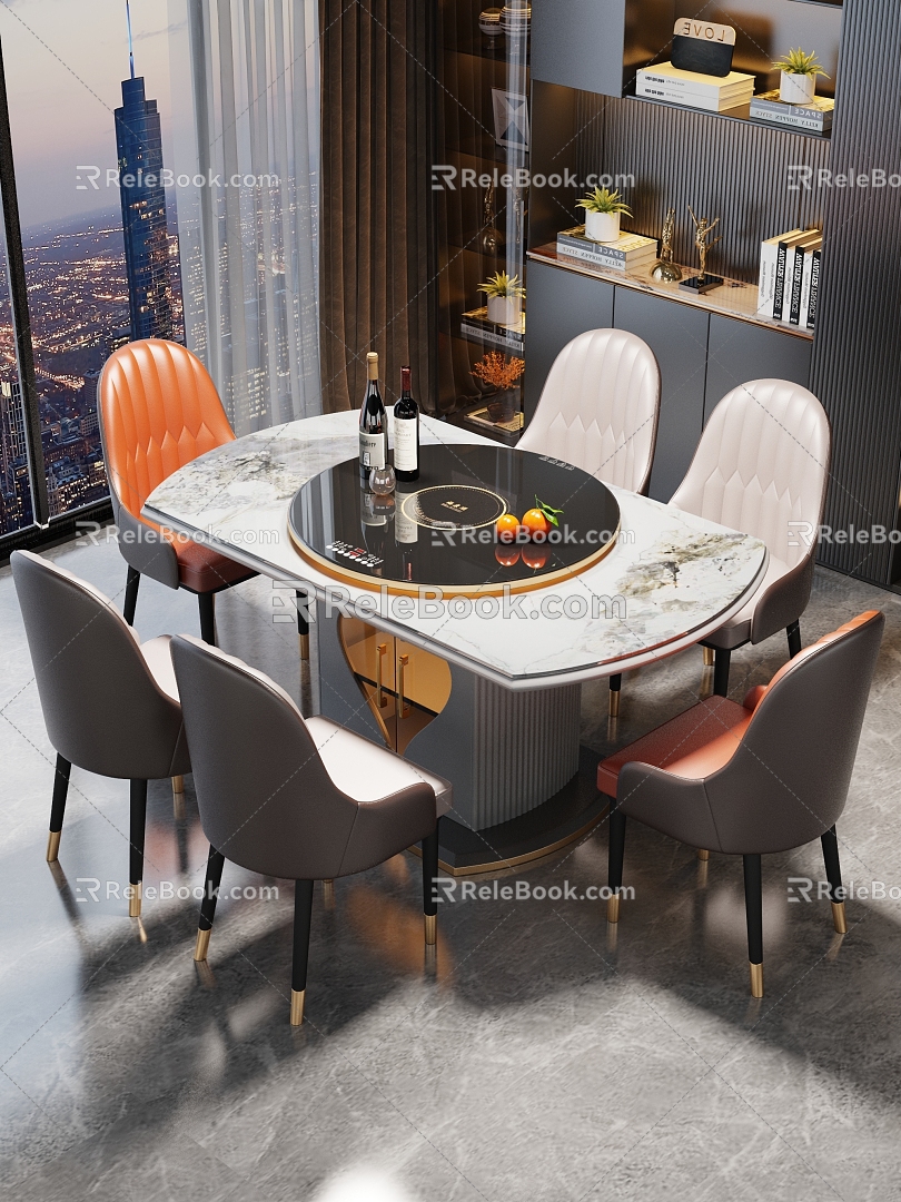 Modern Simple Light Luxury Restaurant Dining Table and Chair 3d model