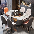 Modern Simple Light Luxury Restaurant Dining Table and Chair 3d model