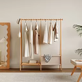 Wooden Clothes Rack Holds Clothes Hats Bags In Cozy Room