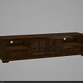 Classic Wooden TV Stand With Glass Doors Drawers And Storage Compartments