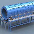 Industrial Blue Drum Equipment Featuring Yellow Guardrails Staircase And Steel Frame