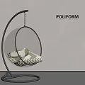 POLIFORM Transparent Spherical Hanging Chair With Metal Frame And Zigzag Cushion