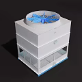 White Industrial Cooling Tower With Circular Top Fan Multi layer Structure And Bottom Grille 3d model
