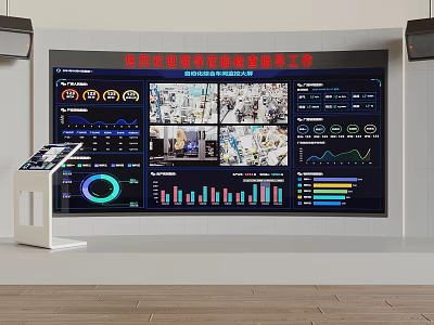Municipal Transportation Industry Data Monitoring Analysis With Large Screen Charts And Control Console 3d model