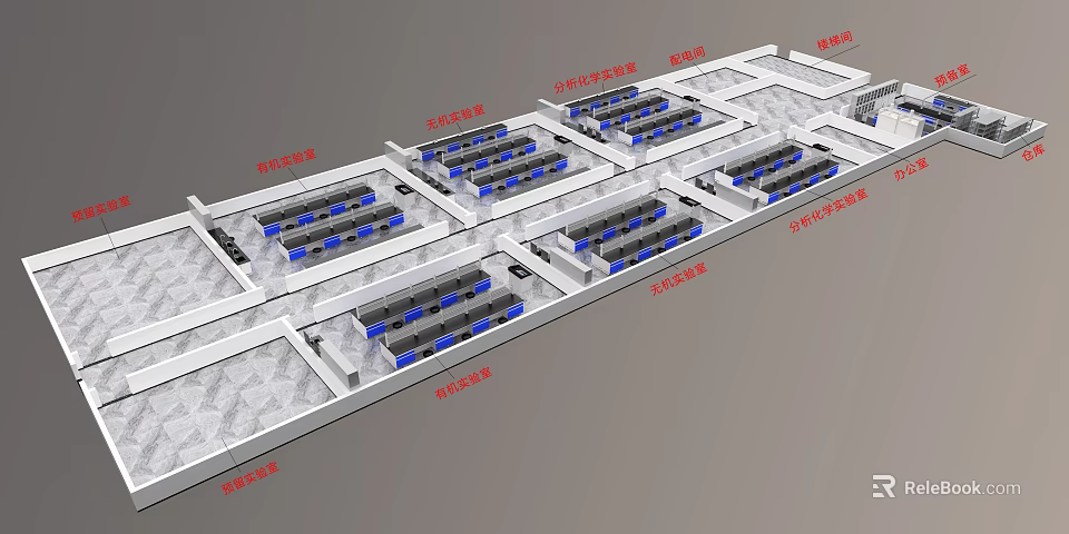 Aerial View Of Industrial Facility Layout With Organized Functional Zones And Equipment Areas 3d model 