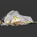Artistic Stone Wood Creation With Colorful Leaf Decorative Details