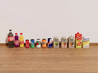 Assorted Bottled and Canned Beverages Featuring Various Brands Colorful Packaging and Flavors 3d model