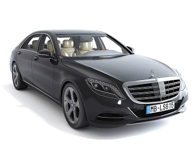 Black Mercedes Benz Luxury Sedan With Golden Interior And Sleek Exterior Design 3d model