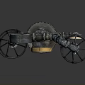 Industrial Style Decorative Device With Metal Pipes Pressure Gauges And Cage Lights