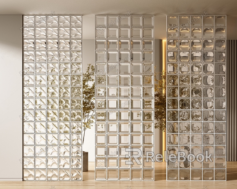 Modern glass brick glass brick partition model