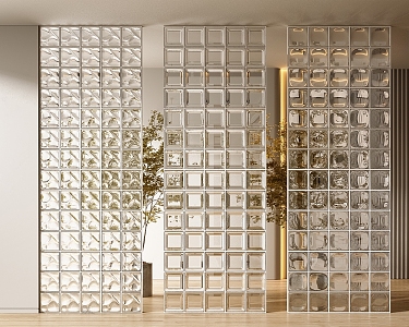 Modern glass brick glass brick partition 3d model