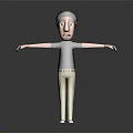 3D Animated Character In Black Shirt And Khaki Pants With Arms Outstretched On Gray Background