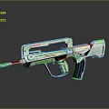 Futuristic White And Red Assault Rifle With Sleek Metallic Design And Ergonomic Grip