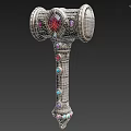 Hammer Shaped Ornament Decor Set With Colorful Gemstones And Metal Craft