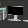 Modern Apple Desktop Setup With Silver Tower Monitor Keyboard And Mouse