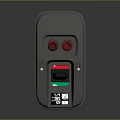 Gray Industrial Device With Red Buttons Black Section Label And Bottom Opening 3d model