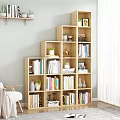 Simple Modern Wooden Bookcase With Multi Tiered Shelves Books And Decorative Items