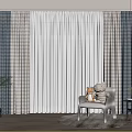 White and Gray Plaid Long Curtains for Living Room Interior Decor