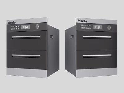 Miele Black And Silver Built In Kitchen Appliances With Digital Control Panel 3d model