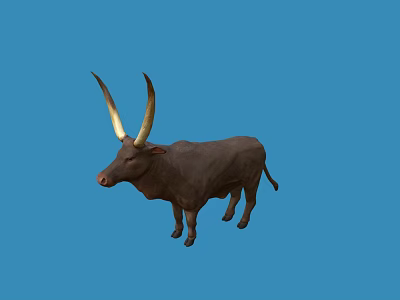 Horned Reptile With Brown Body And White Horns On Blue Background 3d model