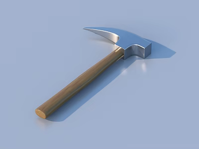Durable Hardware Hammer with Polished Metal Head and Wooden Handle for DIY Projects 3d model