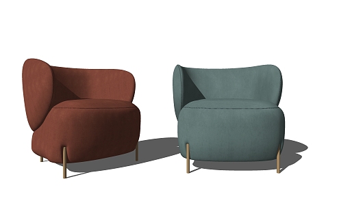 Modern single sofa leisure chair combination 3d model