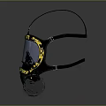 Yellow And Black Protective Gas Mask With Transparent Face Shield Filter Cartridges And Adjustable Straps