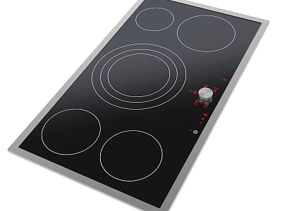 Modern Black Induction Cooktop Kitchen Appliance With Multiple Heating Zones And Knob Controls 3d model