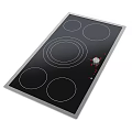 Modern Black Induction Cooktop Kitchen Appliance With Multiple Heating Zones And Knob Controls