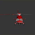 Red Space Exploration Helicopter With Multiple Rotors And Blue White Yellow Blades