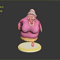 Elderly Lady Character Model With Pink Dress White Bun And Glasses On White Base