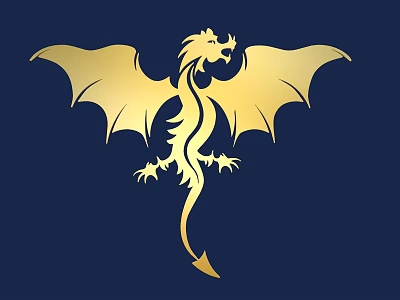 Golden Dragon Artistic Wall Decor With Dark Blue Background Design 3d model