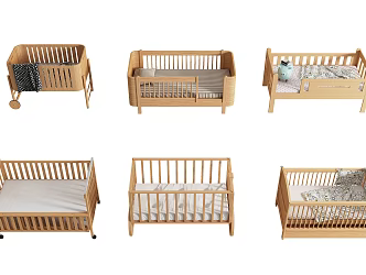 Modern Log Style Crib Solid Wood Crib Cradle Crib 3d model