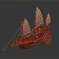 Red Decorative Model Featuring Sails And Wheels With Unique Craftsmanship Design