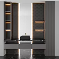 Modern Bathroom Vanity With Marble Countertop LED Strip Lighting And Mirror