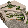 Modern Landscape Design With Curved Paths Stairs Greenery And Multi Level Platforms
