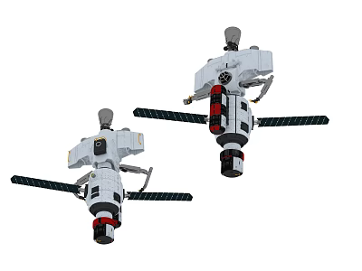 Dual Industrial Robotic Arms With White Red Black Components And Extended Mechanical Structures 3d model