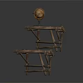 Vintage Wooden Shelving Set Featuring Globe Decorative Piece On Top