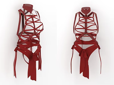Red Corset Fashion Design With Stylish Crisscross Straps And Lacing Details 3d model