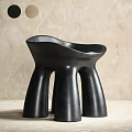 Modern Black Single Chair With Unique Three Leg Design And Smooth Surface 3d model